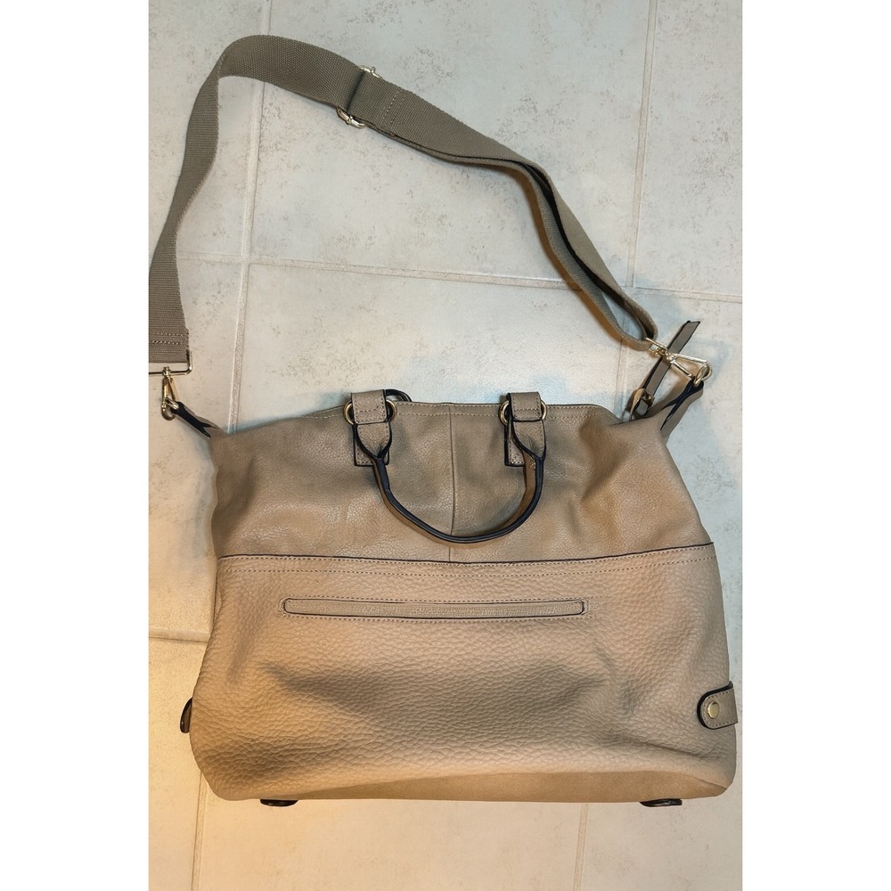 Moda Luxe Taupe Convertible Satchel Crossbody Bag Gold Hardware